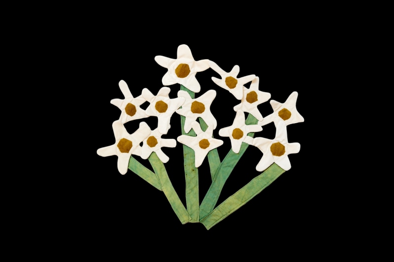 Product Description: "Flourishing Spurge" by Kayla Powers</br></br>Cotton, silk, wool, copper, plant dyes, batting, drop cloth</br>24 x 24 in</br>2025</br> Flowering Spurge by K. Powers