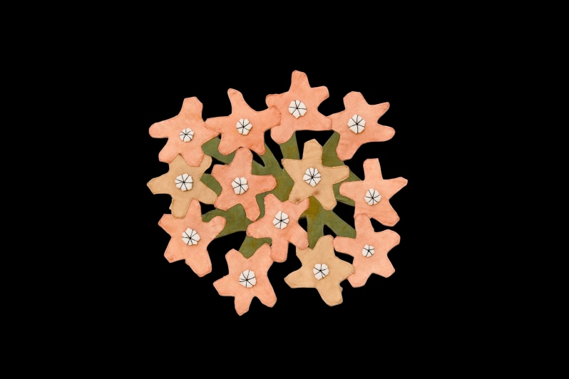 Product Description: "Milkweed" by Kayla Powers</br></br>Cotton, wool, plant dyes, batting, drop cloth</br>24 x 24 in.</br>2025</br> Milkweed by K. Powers