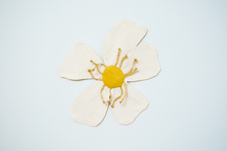 Product Description: "Anemone" by Kayla Powers</br></br>Cotton, silk, wool, copper, plant dyes, batting, drop cloth</br>24 x 24 in.</br>2025</br> Anemone by K. Powers